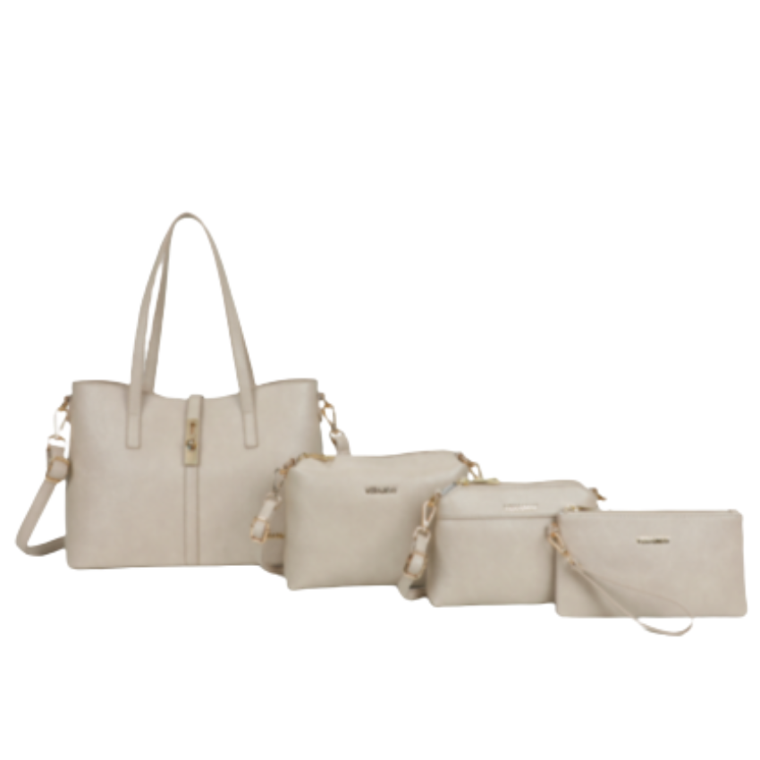 VERA MAY SEDONA TAUPE SET OF 4 VEGAN FASHION HANDBAG