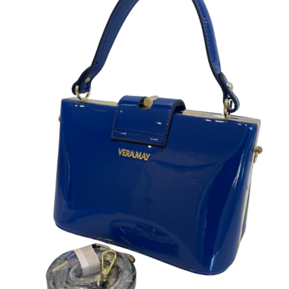 SELENA Vera May Shiny Patent Vegan Blue Handbag