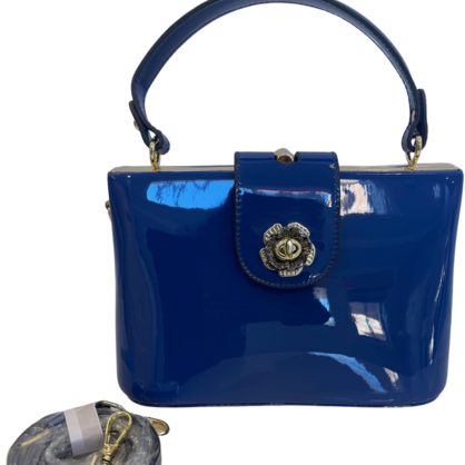 SELENA Vera May Shiny Patent Vegan Blue Handbag