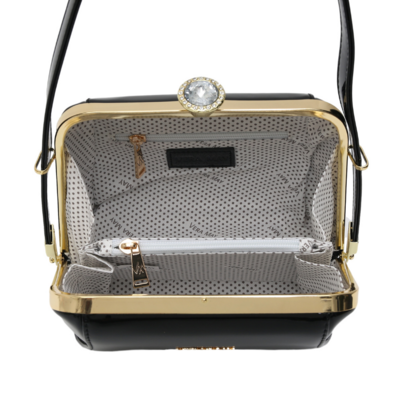 SSALITA VERA MAY SHINY PATENT VEGAN BLACK HANDBAG