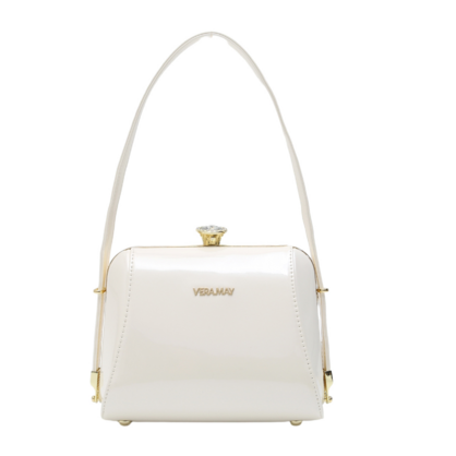 SSALITA VERA MAY SHINY PATENT VEGAN PEARL HANDBAG