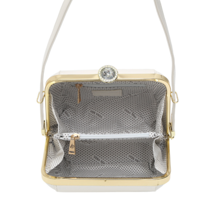 SSALITA VERA MAY SHINY PATENT VEGAN PEARL HANDBAG