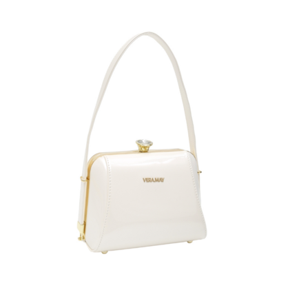 SSALITA VERA MAY SHINY PATENT VEGAN PEARL HANDBAG