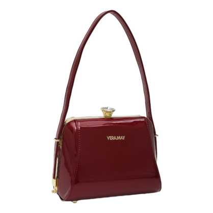 SSALITA VERA MAY SHINY PATENT VEGAN RED HANDBAG