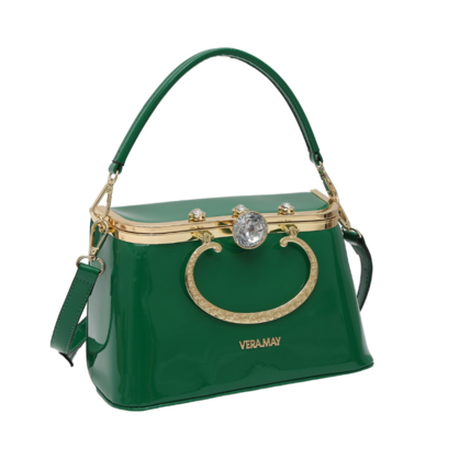 SSBOWIE VERA MAY SHINY PATENT VEGAN GUCCI GREEN HANDBAG