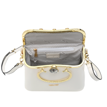 SSBOWIE VERA MAY SHINY PATENT VEGAN PEARL HANDBAG
