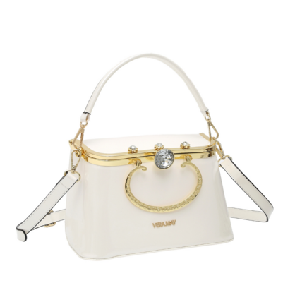 SSBOWIE VERA MAY SHINY PATENT VEGAN PEARL HANDBAG
