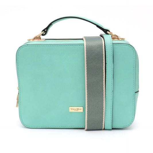VERA MAY TWILA AQUA VEGAN LEATHER HANDBAG