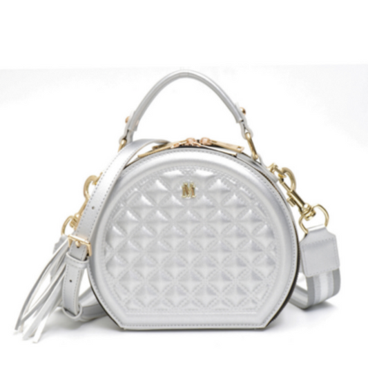 VERA MAY MLORI SILVER VEGAN LEATHER HANDBAG