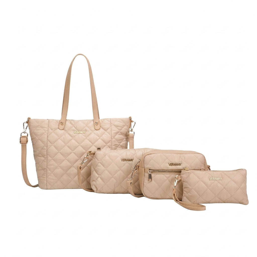 Vera May Sachie Set of 4 vegan fashion handbag - Natural