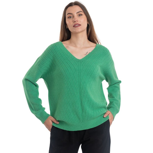 Vera May Italian Green V-Neck Sweater 0007