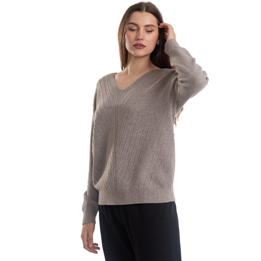 Vera May Italian Grey V-Neck Sweater 0007