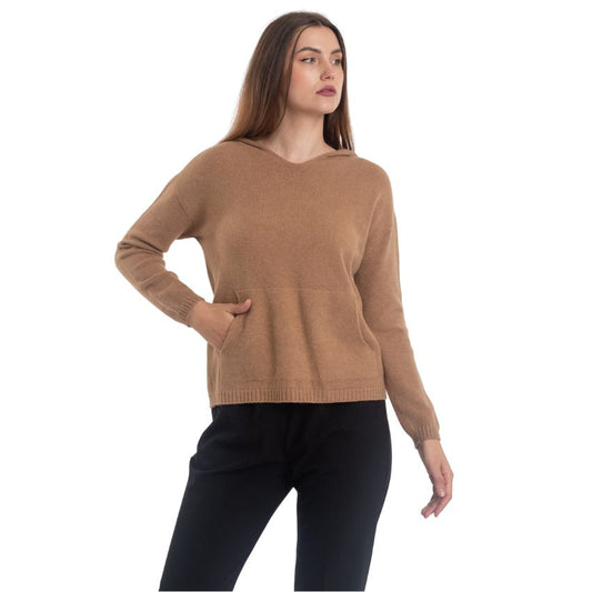 VERA MAY ITALIAN CAMEL HOODED SWEATER 0058
