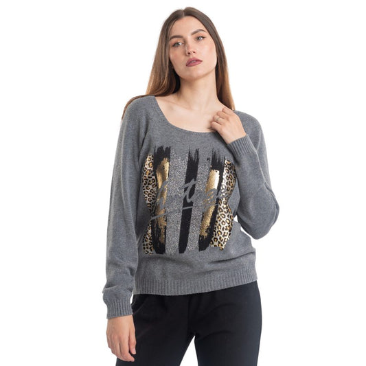 VERA MAY ITALIAN CHARCOAL PRINTED SWEATER 0067