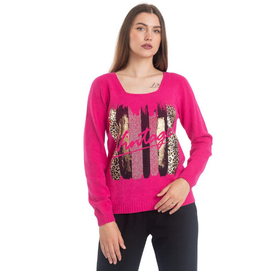VERA MAY ITALIAN FUSHIA PRINTED SWEATER 0067