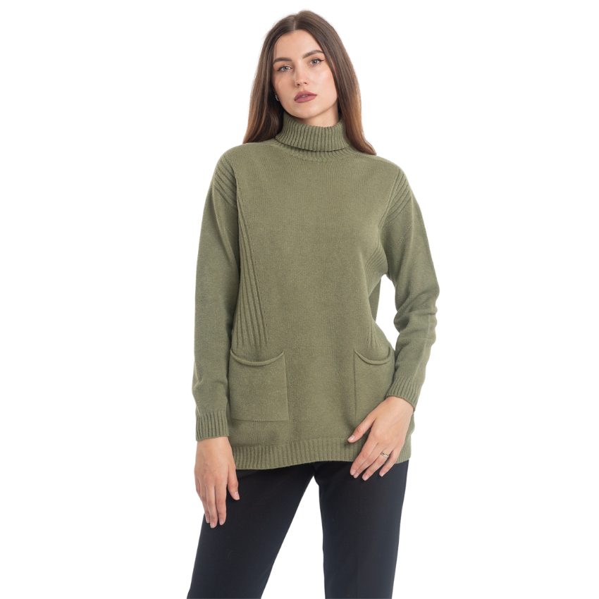 VERA MAY ITALIAN KHAKI TURTLENECK SWEATER 0097