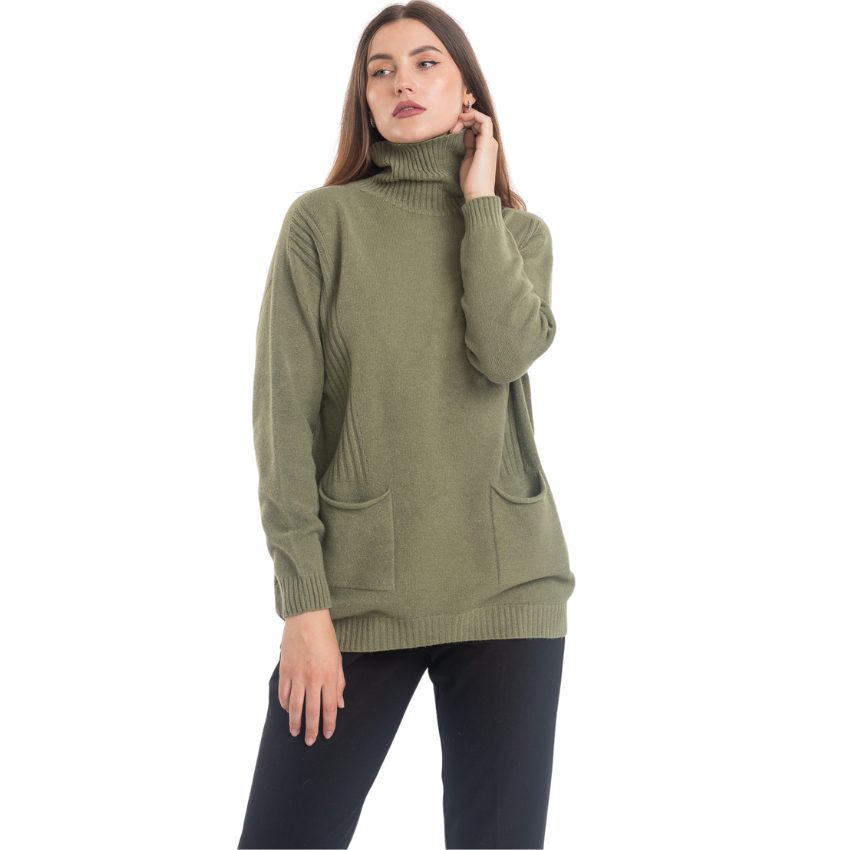 VERA MAY ITALIAN KHAKI TURTLENECK SWEATER 0097