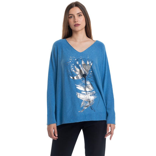 VERA MAY ITALIAN BLUE PRINTED SWEATER 0200
