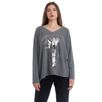 VERA MAY ITALIAN GREY PRINTED SWEATER 0200