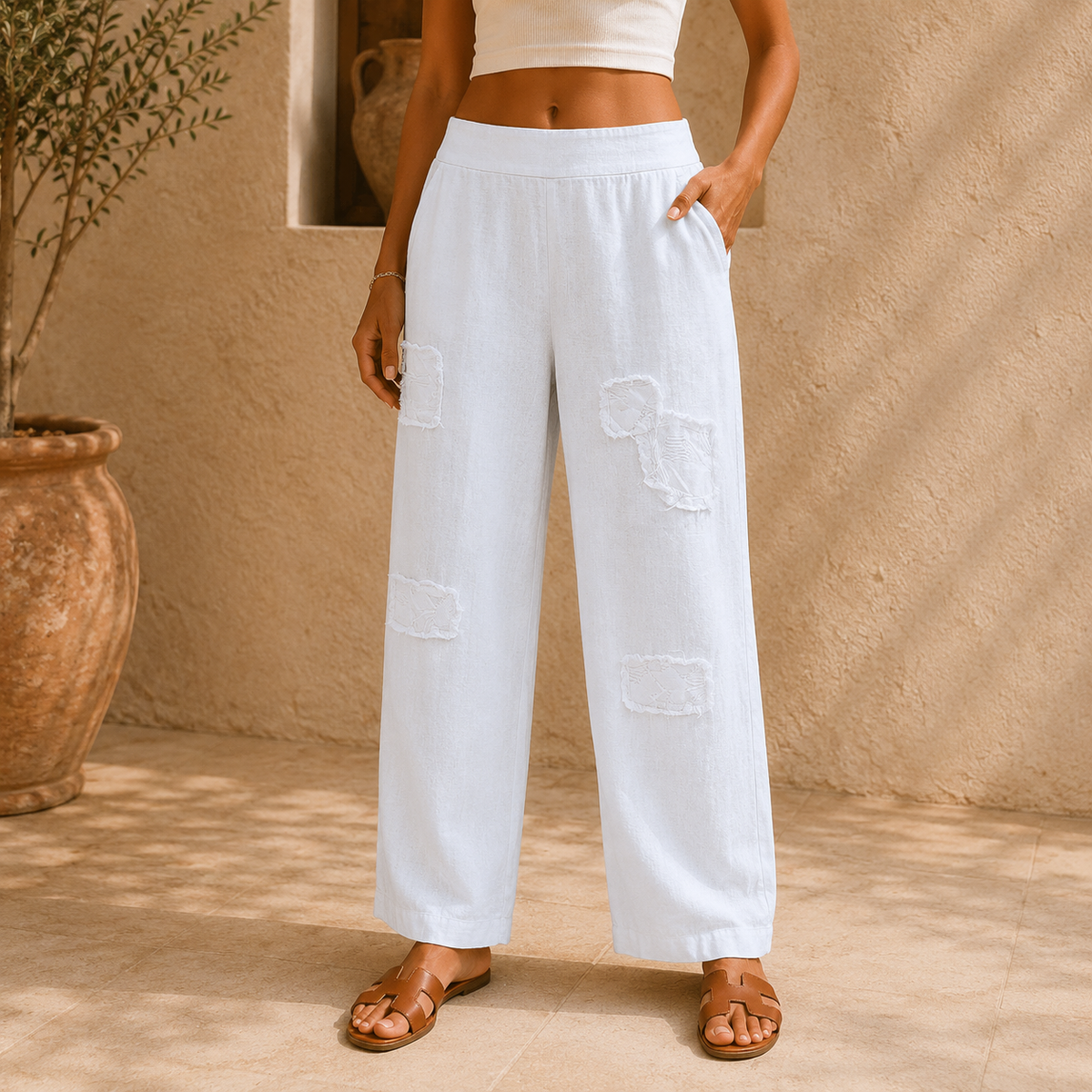 Vera May white Italian linen pants 10000