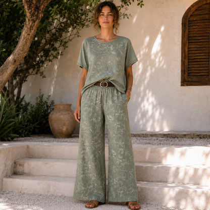 Vera May military green Italian linen co-ord set 10001/10002