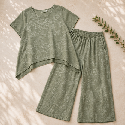 Vera May Italian Linen Military Green Co-ord Set 10001/10002 | Women's Linen Set Australia