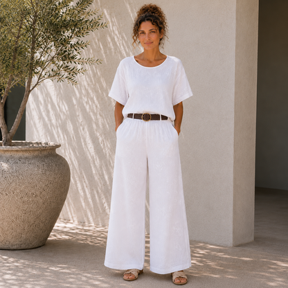 Vera May white Italian linen co-ord set 10001/10002