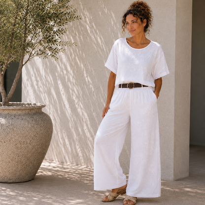 Vera May white Italian linen co-ord set 10001/10002