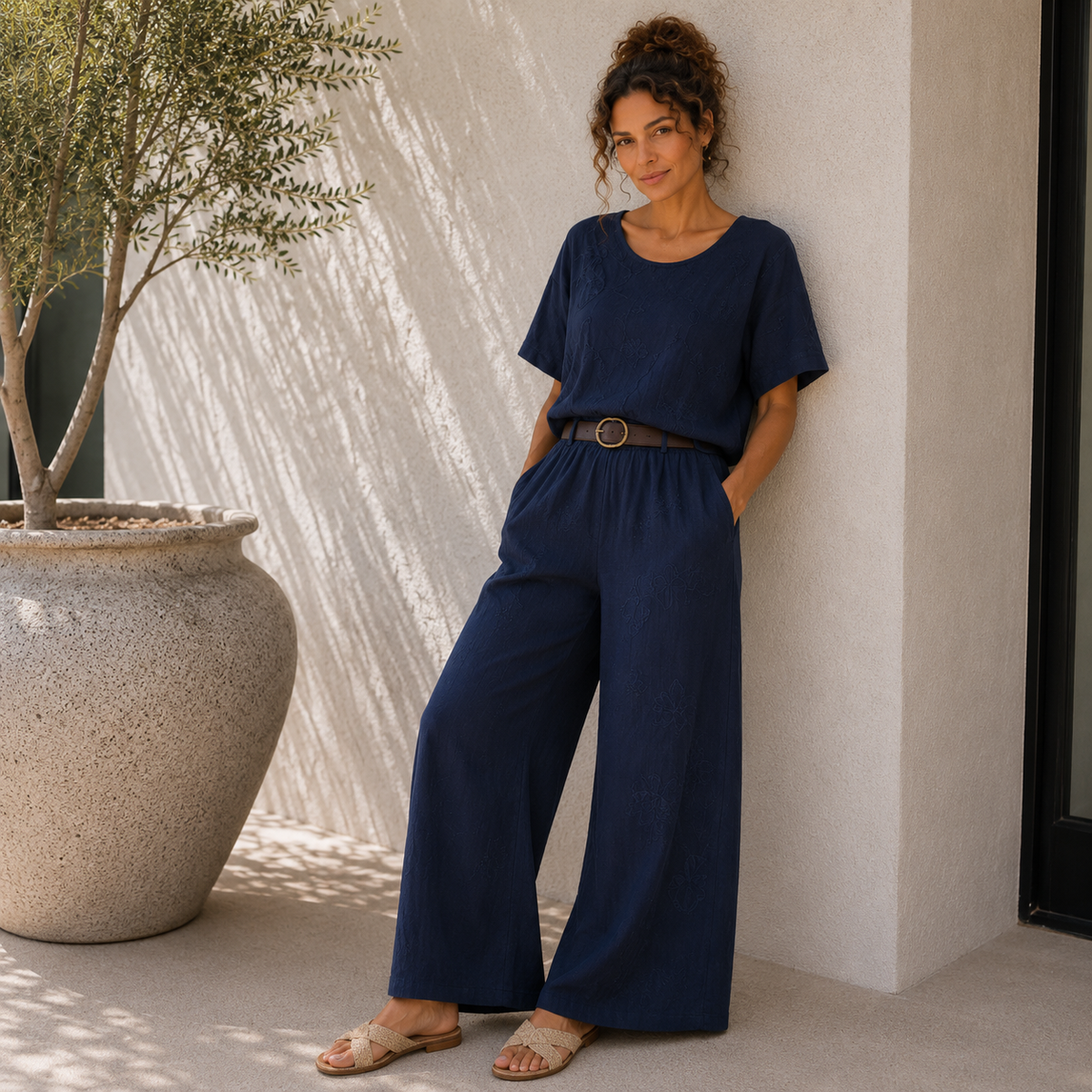 Vera May navy Italian linen co-ord set 10001/10002