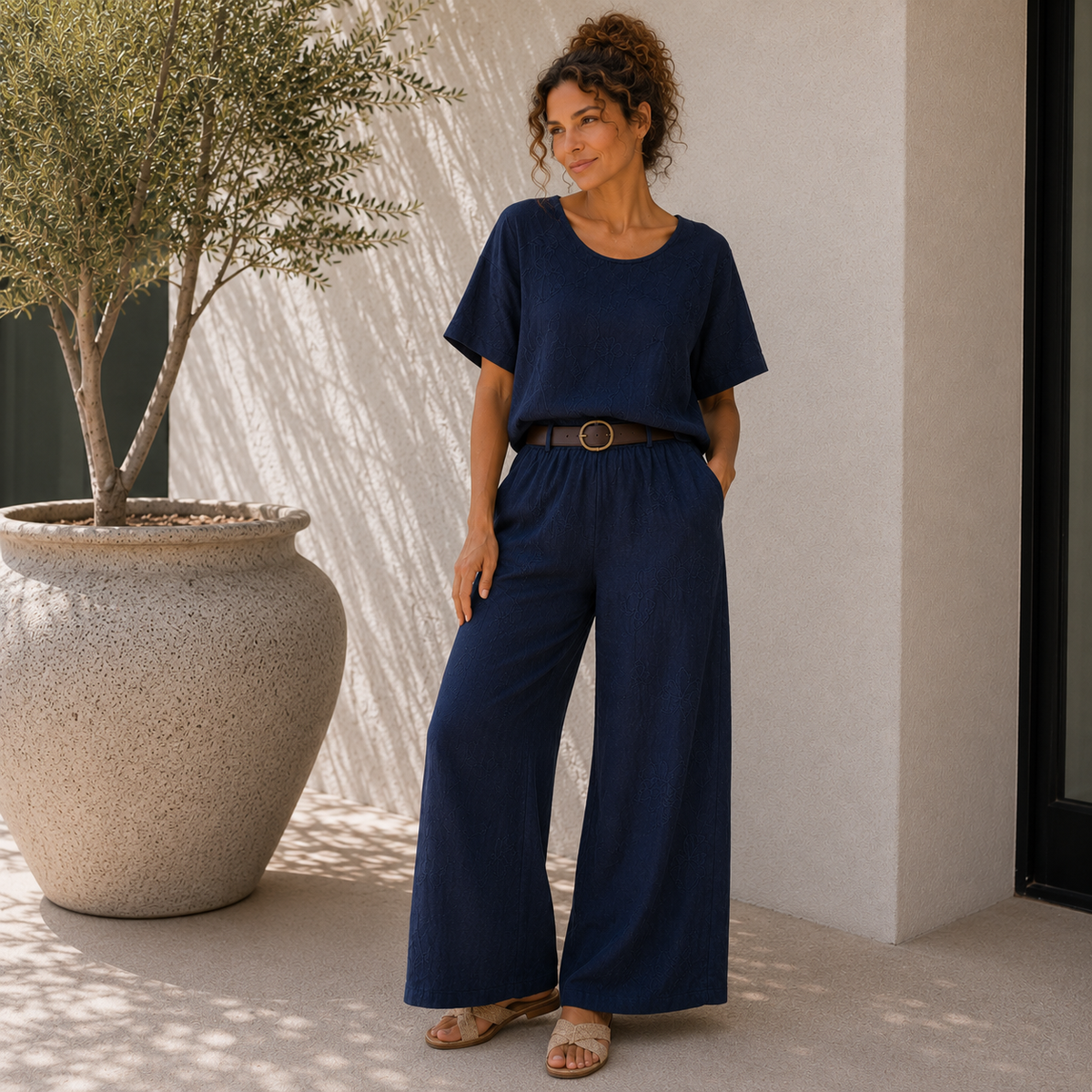 Vera May navy Italian linen co-ord set 10001/10002