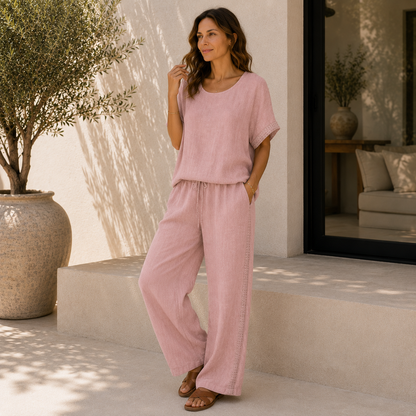 Vera May rose Italian linen co-ord set 10013/10014
