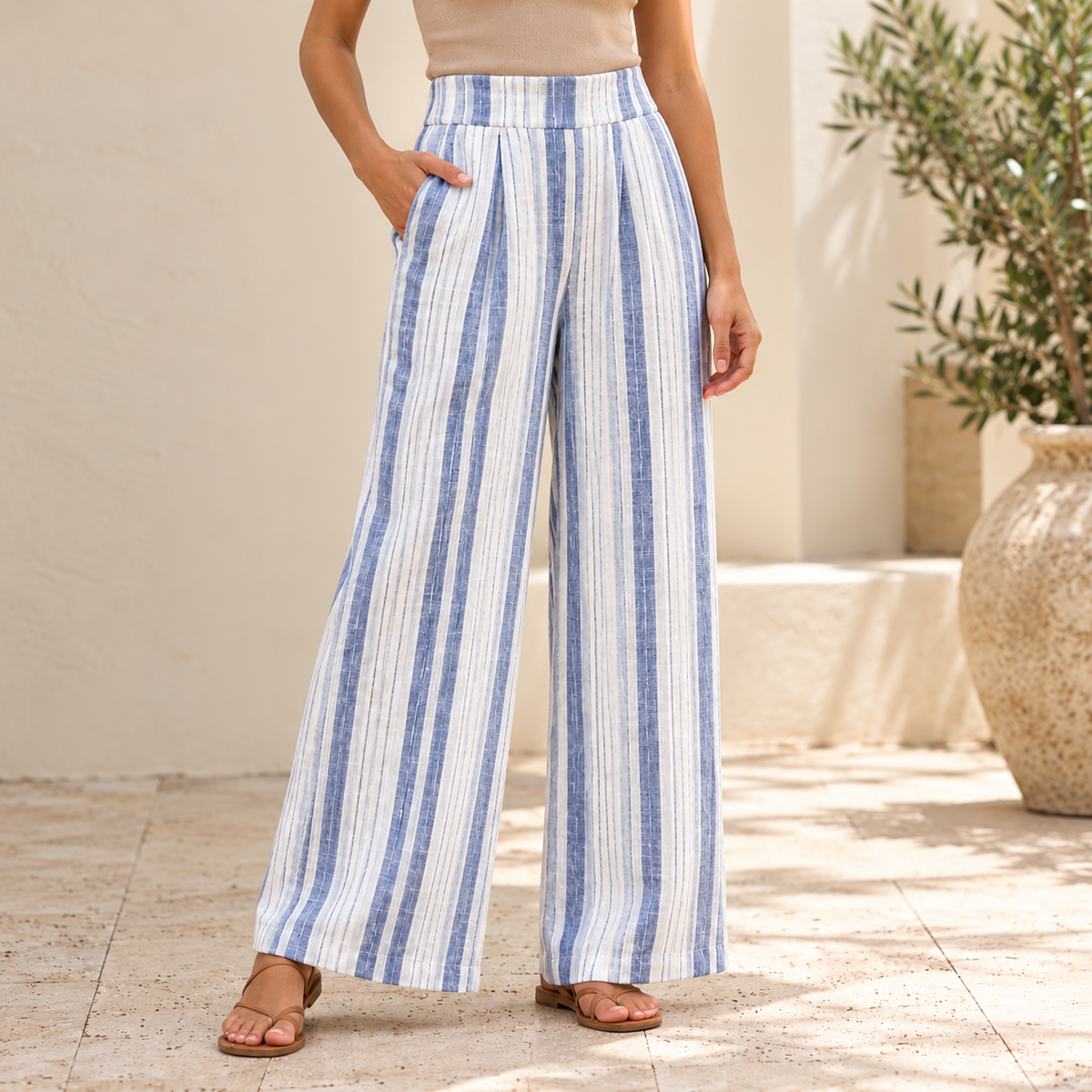 Vera May white Italian linen pants 10029
