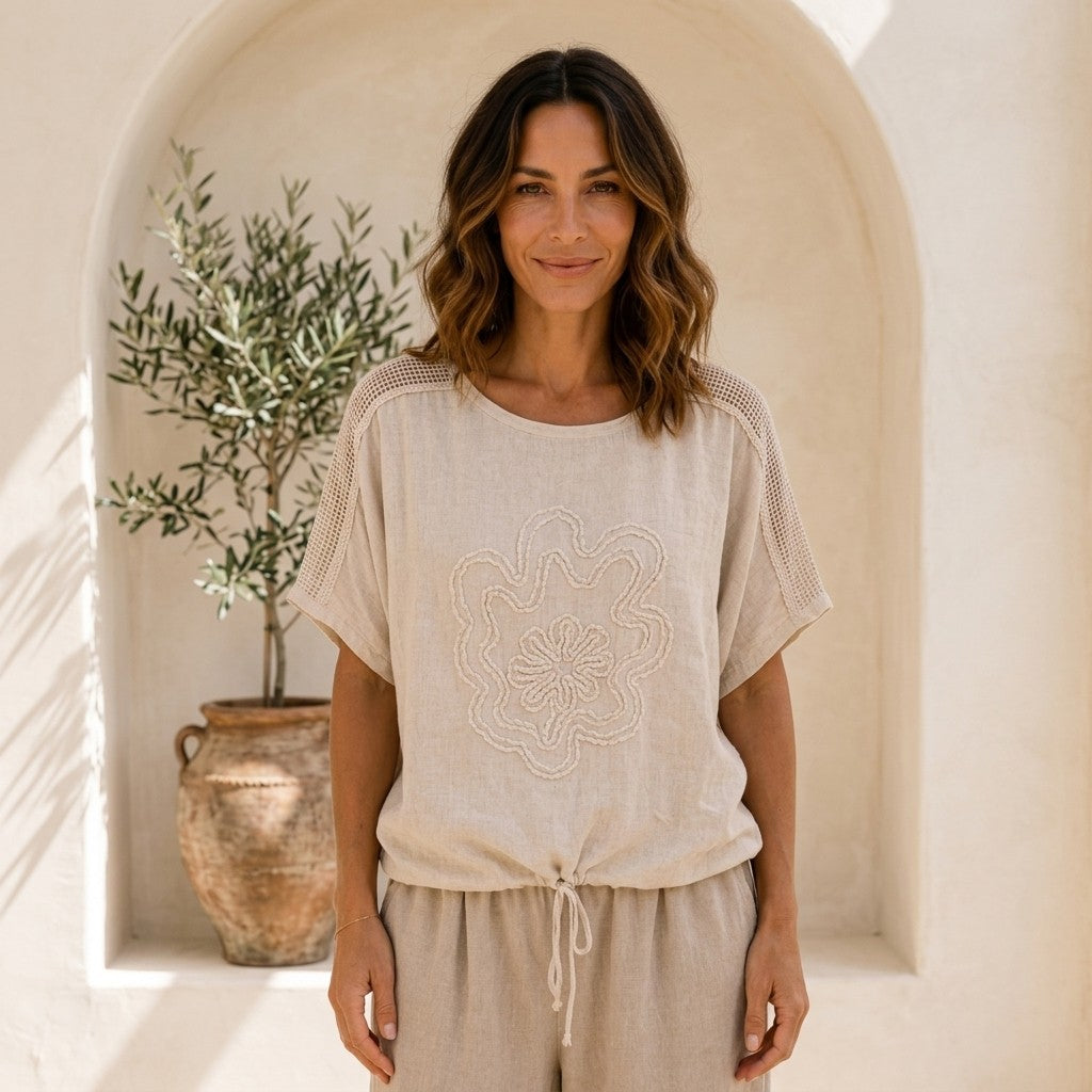 Vera May cashmere Italian linen top 10031