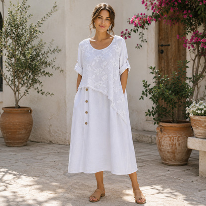 Vera May white Italian linen dress 10032