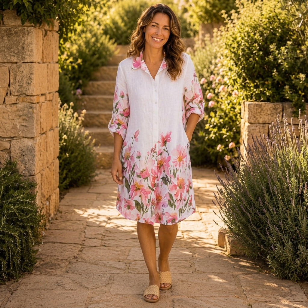 Vera May white Italian linen dress 10033