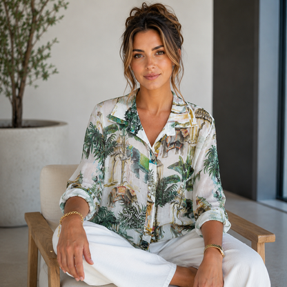Vera May white Italian silk top 10036B