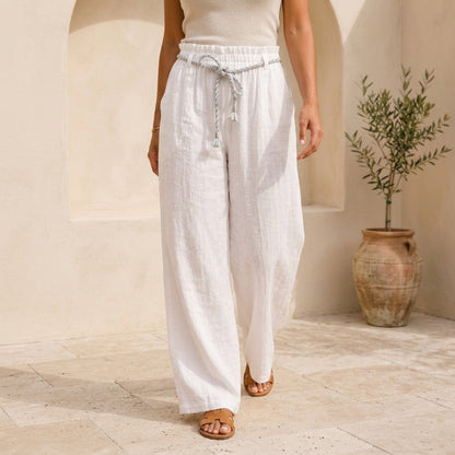 Vera May white Italian linen pants 10041