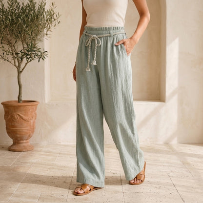 Vera May sage Italian linen pants 10041