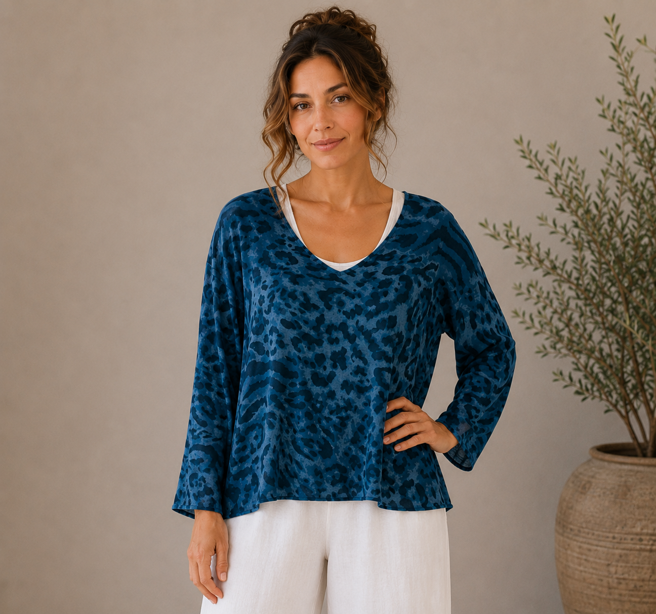 ITALIAN SILK TOP+ PANT SET(N)