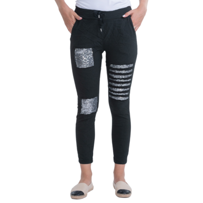 1222 VERA MAY BLACK ITALIAN LINEN PANT
