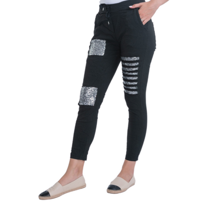 1222 VERA MAY BLACK ITALIAN LINEN PANT