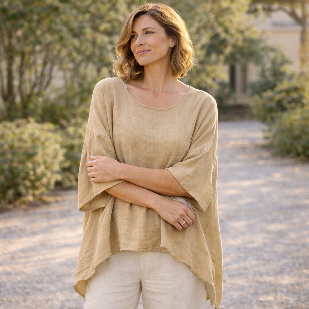 ITALIAN LINEN PONCHO