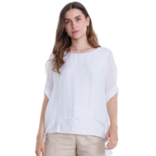 VERA MAY WHITE ITALIAN SILK TOP 16112