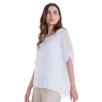 VERA MAY WHITE ITALIAN SILK TOP 16112
