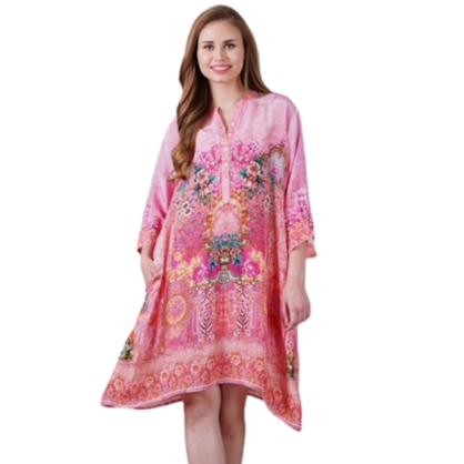 VERA MAY 1659-1319D EMILY ROSE PINK VISCOSE DRESS