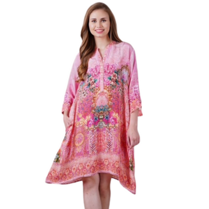 VERA MAY 1659-1319D EMILY ROSE PINK VISCOSE DRESS
