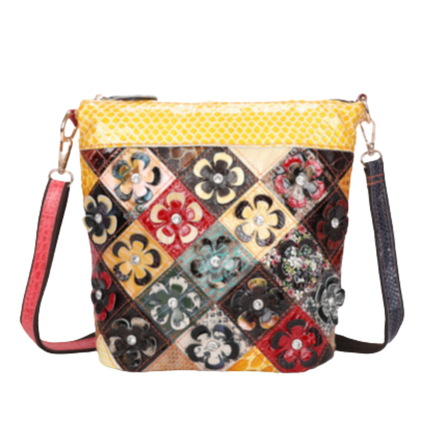 1991 GOLD MULTI GENUINE LEATHER VERA MAY HANDBAG