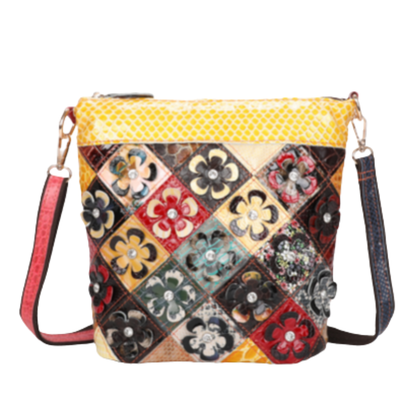 1991 GOLD MULTI GENUINE LEATHER VERA MAY HANDBAG