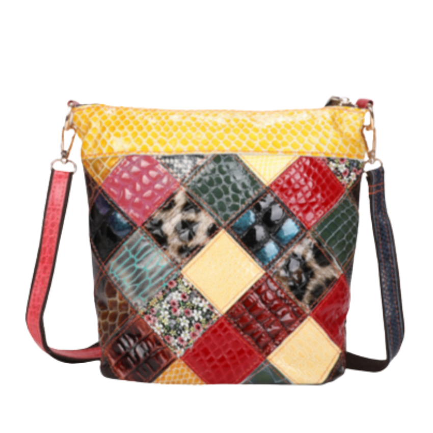 1991 GOLD MULTI GENUINE LEATHER VERA MAY HANDBAG