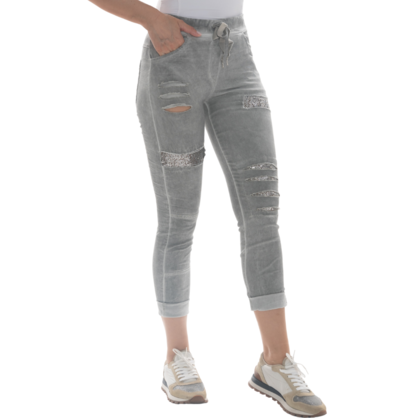 21010 VERA MAY GREY ITALIAN LINEN PANT